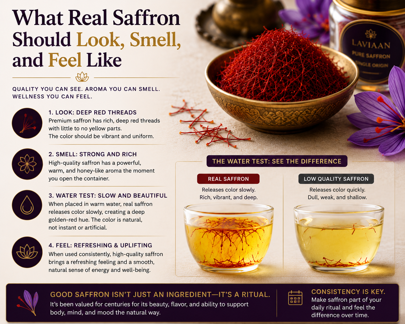 What Real Saffron Looks Like: Color, Smell, Aroma & Quality Guide